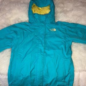 Blue north face rain coat